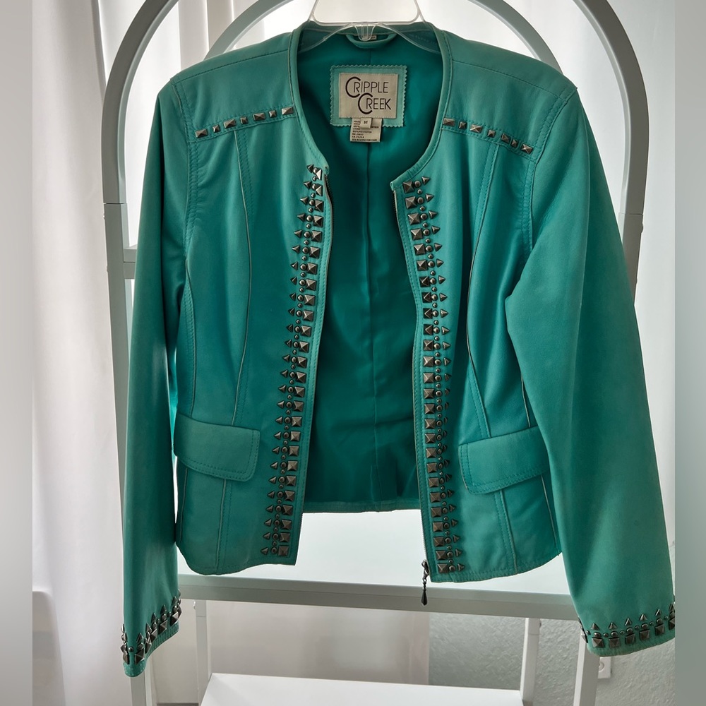 Turquoise leather jacket